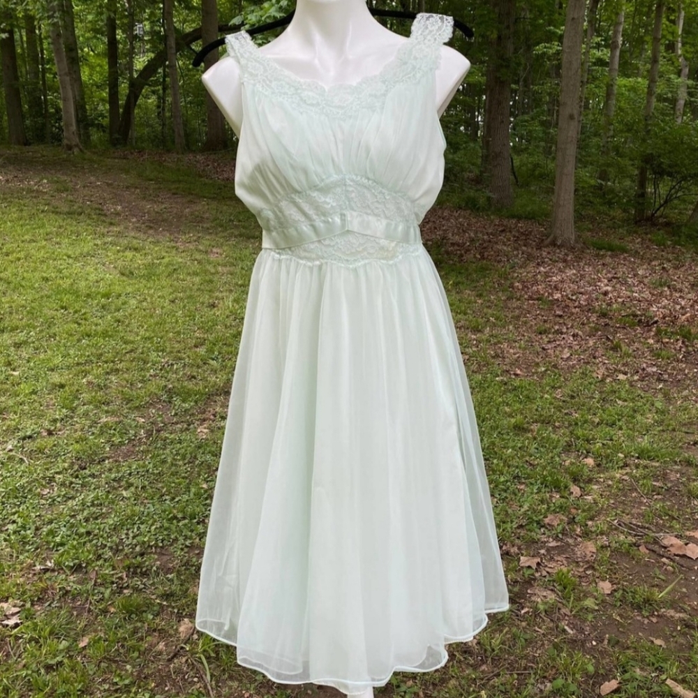 Vintage Vanity Fair Lace Chiffon Nylon Slip Dress
